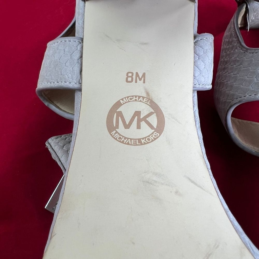 Michael Michael Kors Berkeley Snakeskin Leather T-Strap Platform Sandals, 8 - Picture 12 of 14
